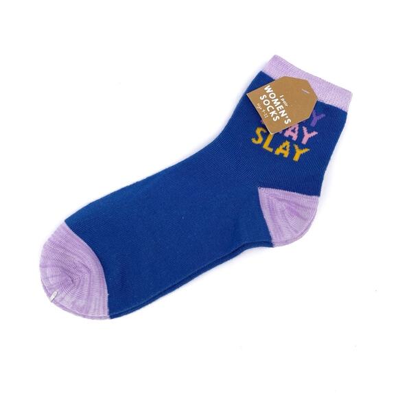 NWT SLAY Half Crew Socks Blue Purple M/L - Picture 1 of 4